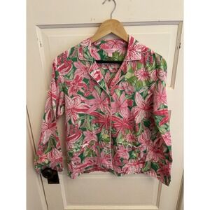 Lilly Pulitzer Women's Pick‎ of the Bunch Pajama TOP Floral Button-Down Small